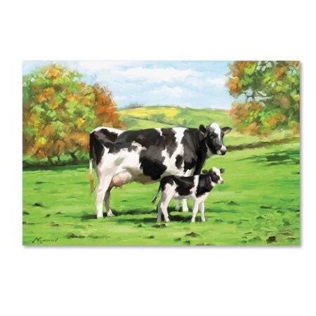 Cow And Calf by The Macneil Studio, 12x19-Inch Canvas Wall Art